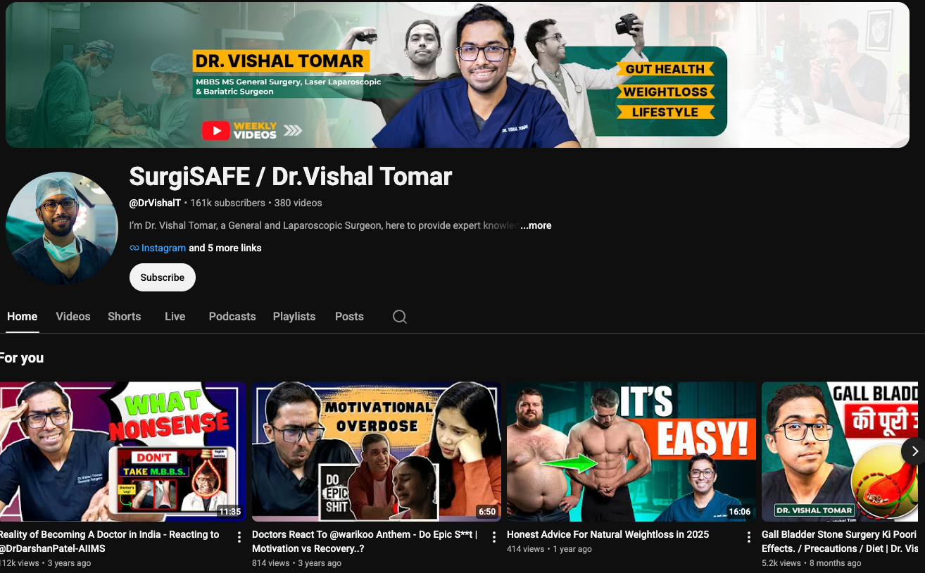 Dr. Vishal Tomar YouTube Channel Overview